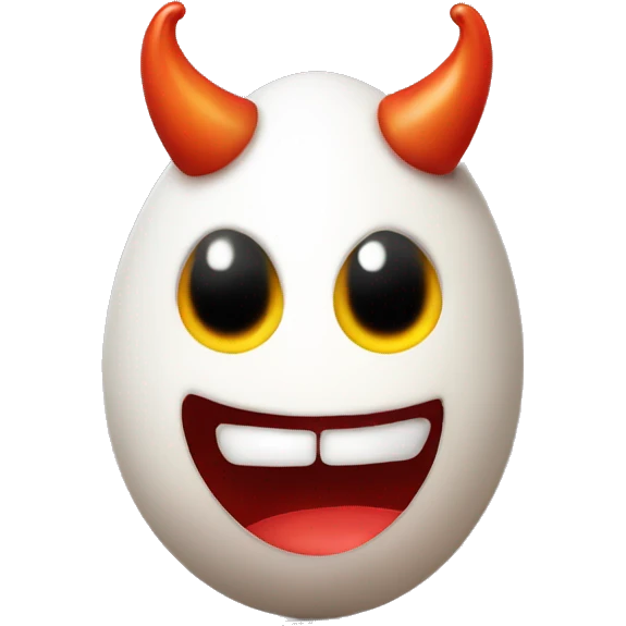 An egg with devil horns emoji