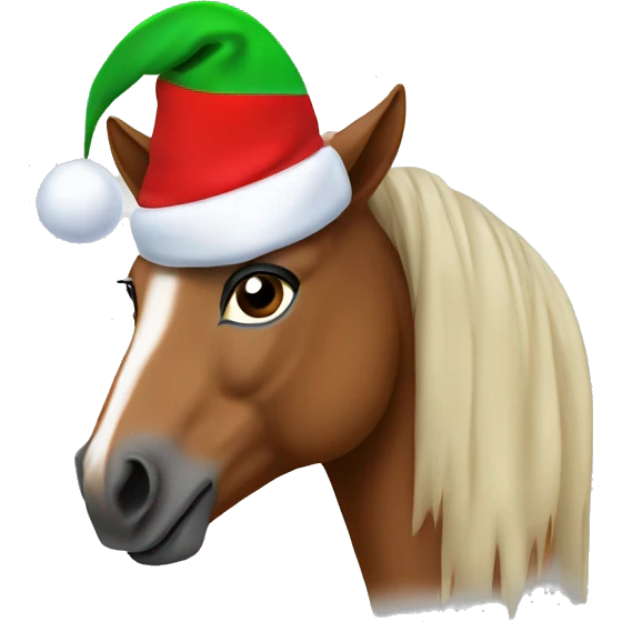 Horse waring a christmas hat emoji