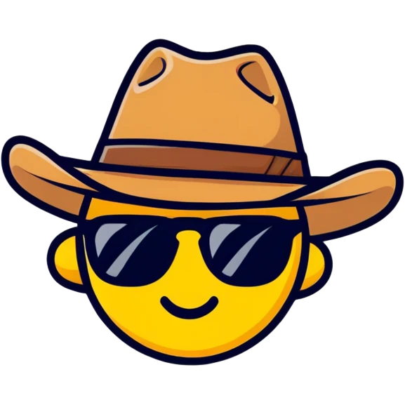 emoji wearing a cowboy hat and sunglasses emoji