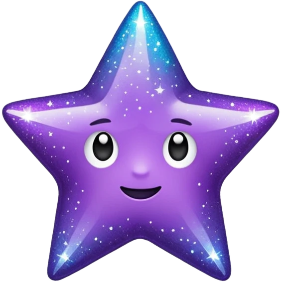 Estrela com 3 pontas roxa com glitter emoji