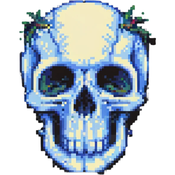 exploded skull, pixel art style emoji