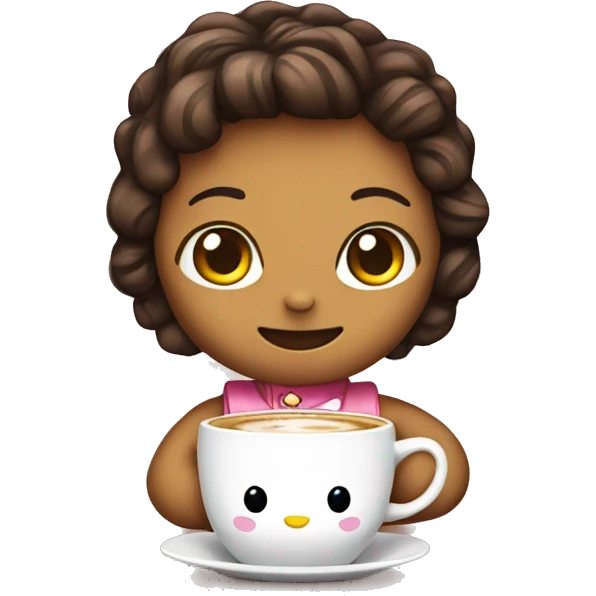 Hello kitty holding coffee  emoji