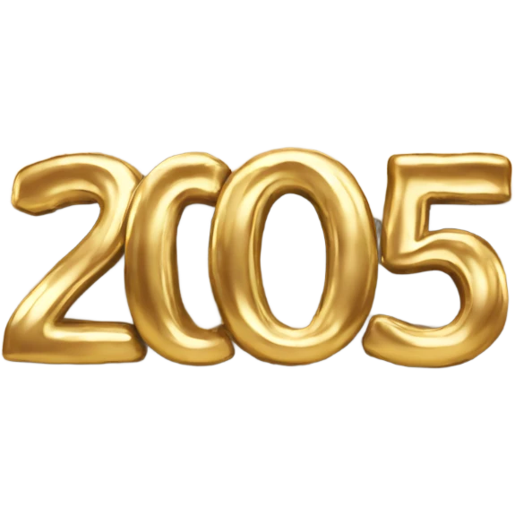 2025 gold text with fireworks emoji