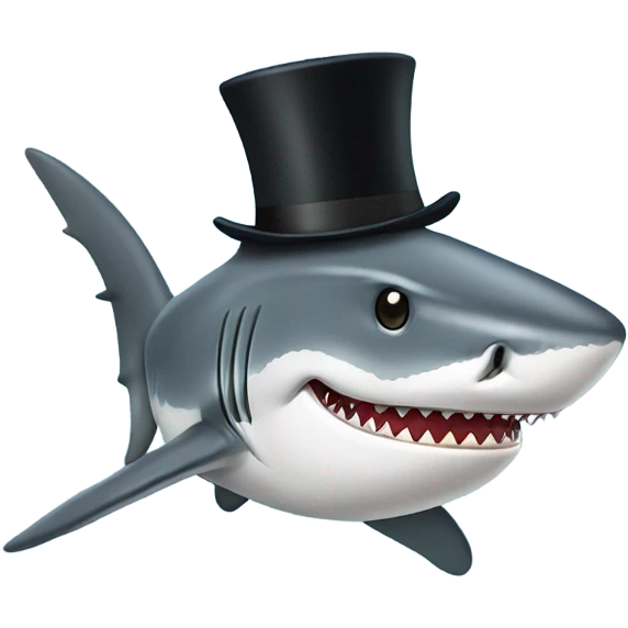 Shark with a top hat emoji