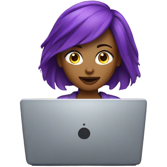 purple hair woman facing forward laptop emoji