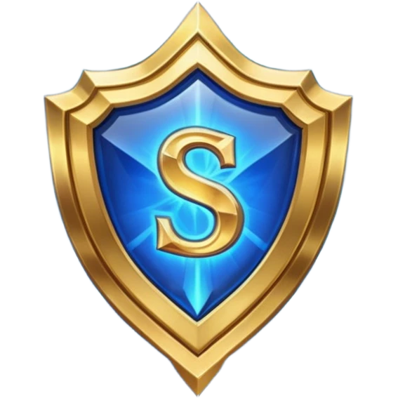 Create a custom emoji badge featuring a stylized, glossy letter “S”. Style it after the Challenger rank from League of Legends. Use gold & sapphire blue colors, radiant glow effects, and a majestic, high-prestige frame.
 emoji