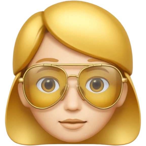 A 3D cartoon golden-yellow aviator Glasses, metallic frame with clear lenses, gentle highlights, Memoji-style. only glasses emoji