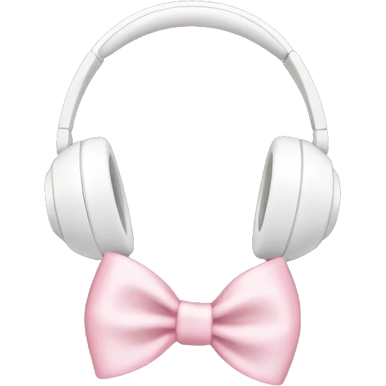 White headphones with soft pink bow emoji