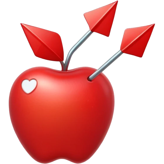 3D Apple style emoji of a pointed arrow, sleek and shiny, vibrant colors, floating on white background, soft shadows, high detail, playful and cute. emoji