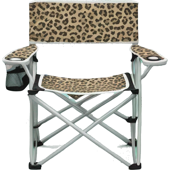 Realistic mint green and leopard print pattern camping folding chair isolated.  emoji