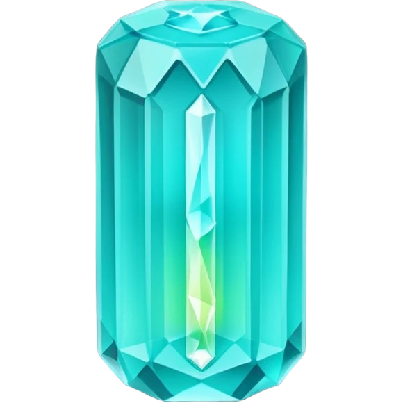 Minimal emoji of a glowing energy crystal battery, faceted shape, soft neon glow, flat vector style emoji