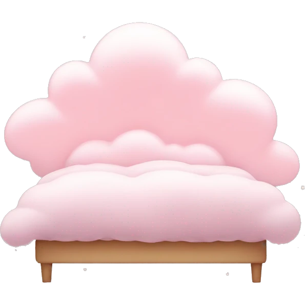 Pastel Pink Cloud Bed "A dreamy pastel pink bed shaped like a cloud, glowing softly with tiny stars floating around its fluffy surface." emoji