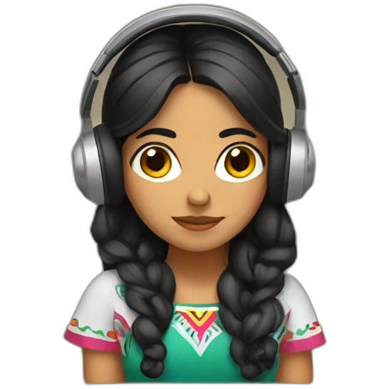 Mexican girl listening to music  emoji