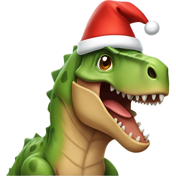 Dinosaur wearing a Santa hat emoji