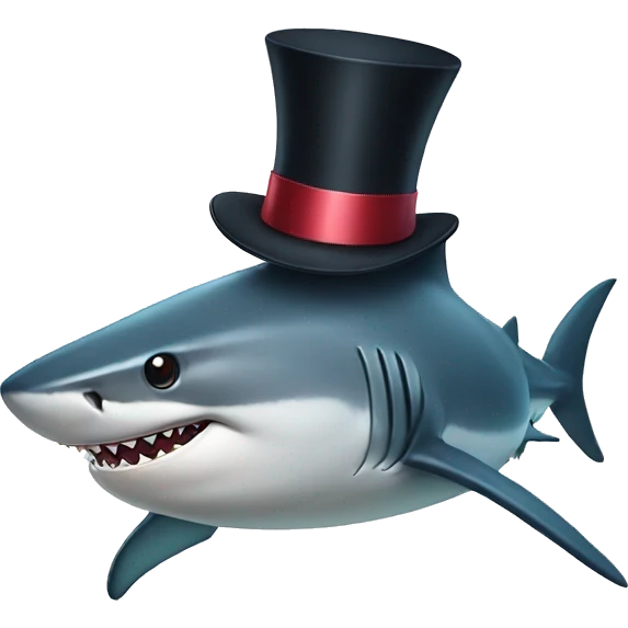 Shark with a top hat emoji