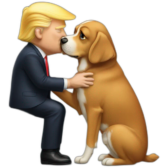 trump kissing a dog emoji