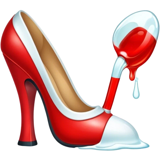 a full red heel with a white liquid under emoji