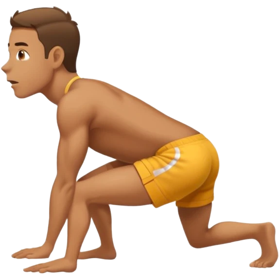 Man on all fours barking like a dog side view in short shorts emoji