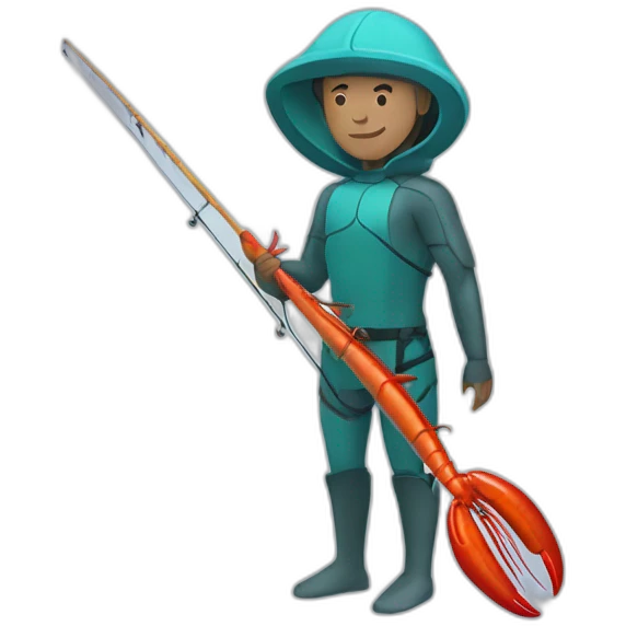 spearfisherman with fins and lobster emoji