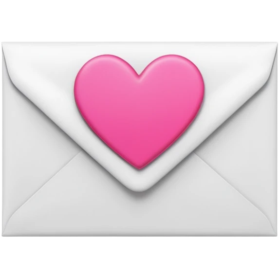 A 3D render of a white letter envelope with a vibrant pink heart sticker, clean background emoji