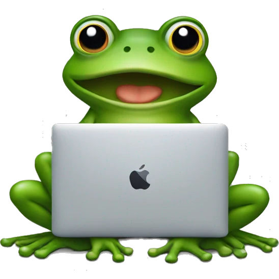 frog working macbook emoji