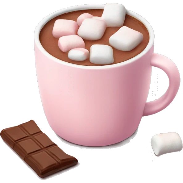 Light Pink mug of hot chocolate with marshmallows  emoji