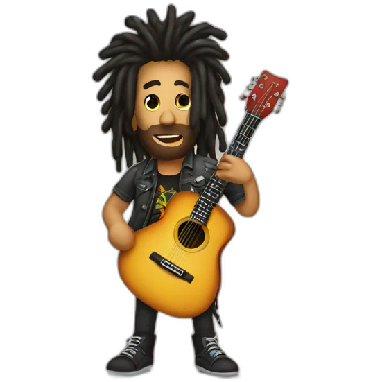 Dreadlocks Mohawk emoji with guitar emoji