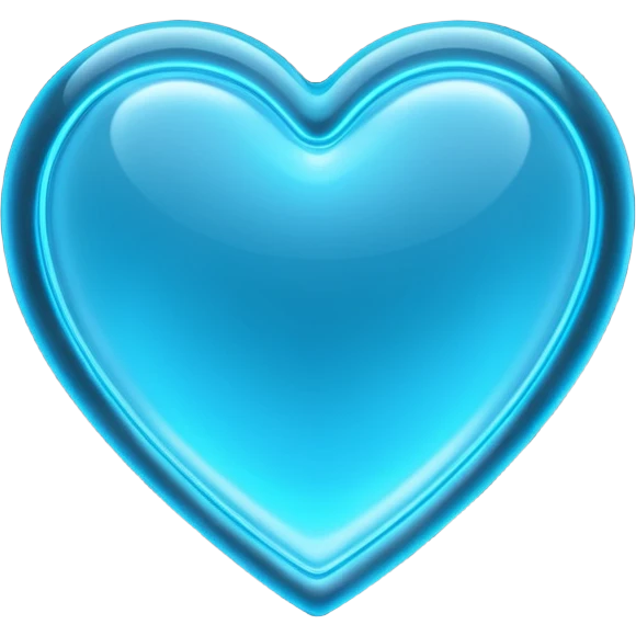 Light blue neon sign in the shape of a heart  emoji