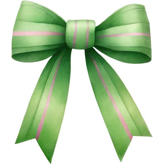Green Watercolor bow with pink pinstripes emoji