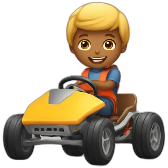 A little boy with an kart emoji