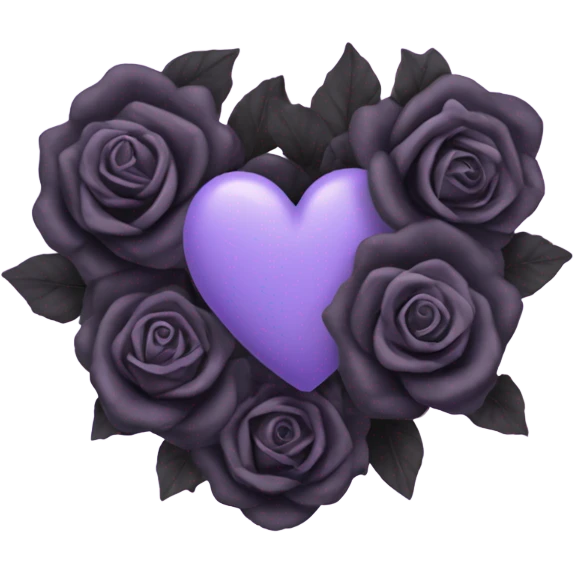 Pastel Purple Heart with black roses around the heart  emoji