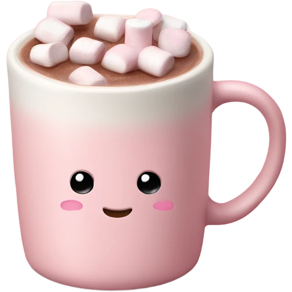 Light Pink mug of hot chocolate with marshmallows  emoji