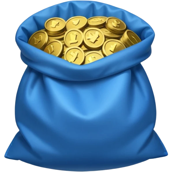 blue coins inside an opened bag  emoji