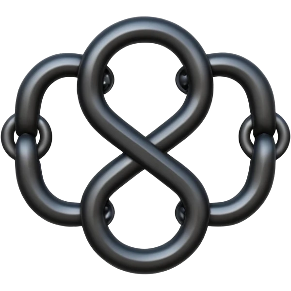 Emoji, gothic chain link shaped as number 8, forged from matte black steel, thick industrial form, subtle metal texture, no glow, no neon, flat emoji design, centered, transparent background emoji