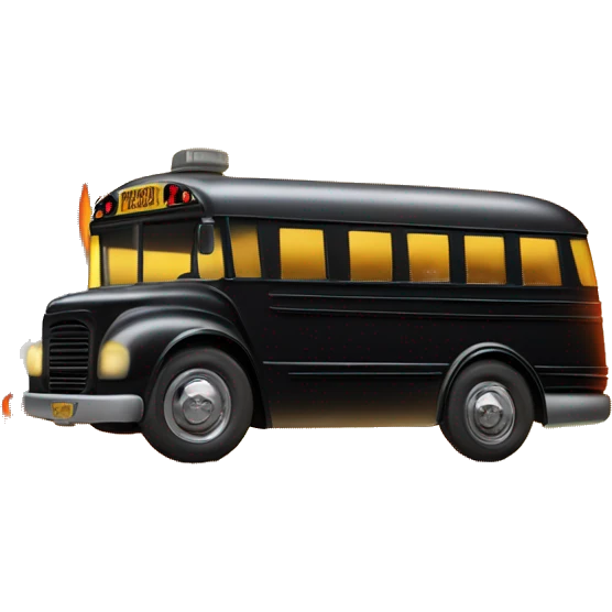 Side view shiny Batman’s black with hot rod flames 1956 ghost busters accessorized school bus emoji