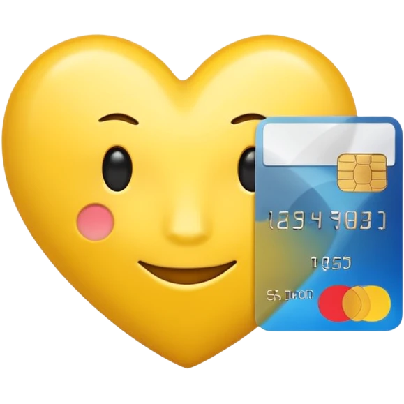yellow heart with a credit card emoji
