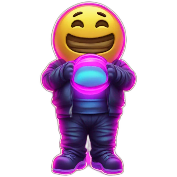 Juicy booty neon sign style man emoji