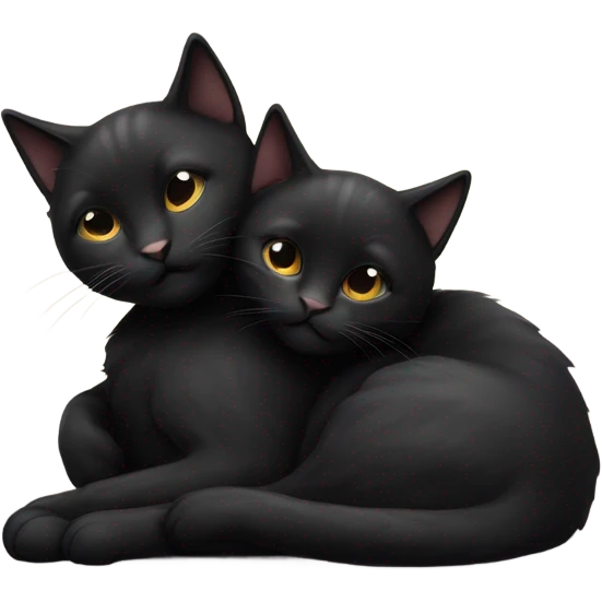 Two black cats cuddling emoji