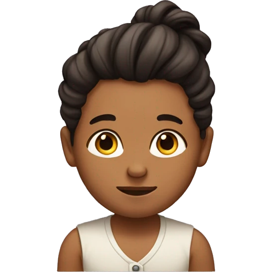 A feminine looking boy with a babyface, has a man bun with some baby hair sticking out  emoji