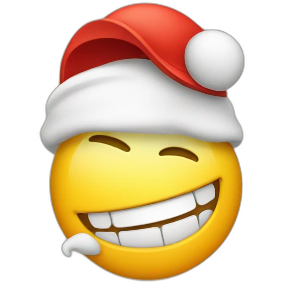 ios classic round yellow emoji with smiling showing teeth an red cap. no ears emoji