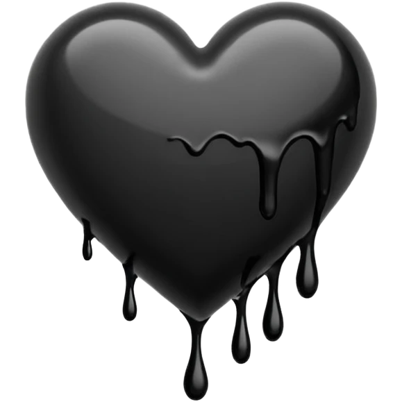 black ink heart emoji with ink streaks, isolated on white background, grung emoji