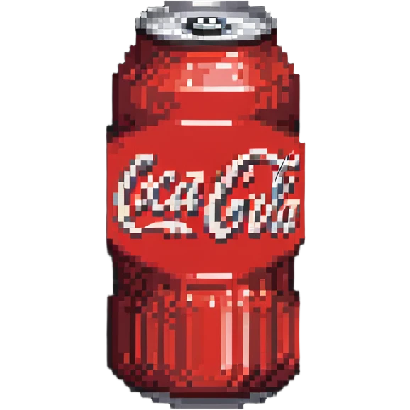 pixel art Coca Cola can with classic logo emoji
