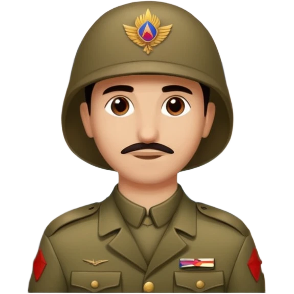сгенерируй Армянского солдата стоящего спеной и смотрящего на гору арарат киношную картинку хочу emoji