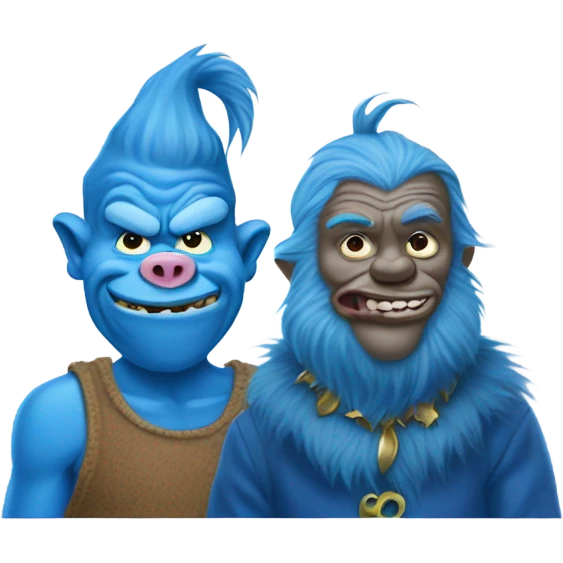Blue grinch and pig man emoji