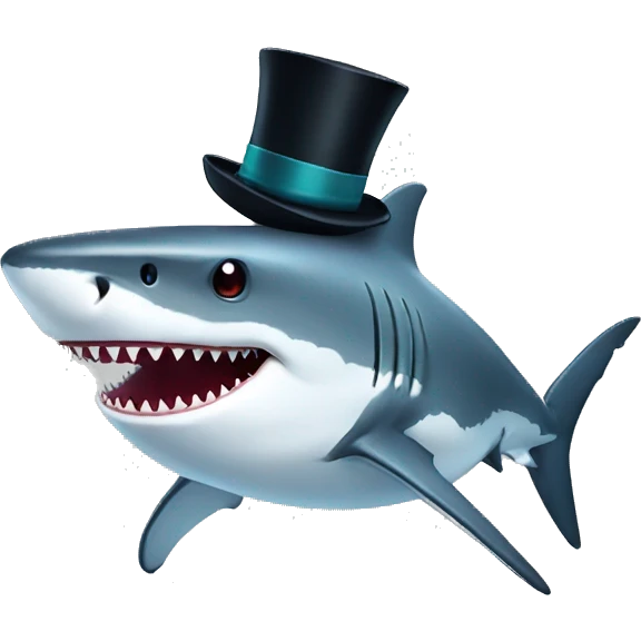 Shark with a top hat emoji