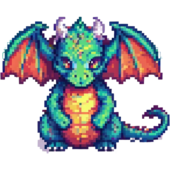 pixel art dragon, simple and colorful emoji