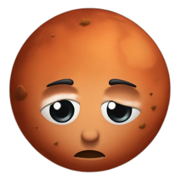 the planet mars with frowning eyebrows sticker