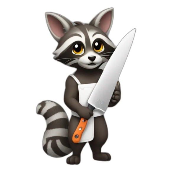 a rarcoon holding a chef knife sticker