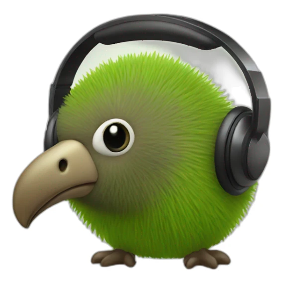 kiwi with headphone sticker