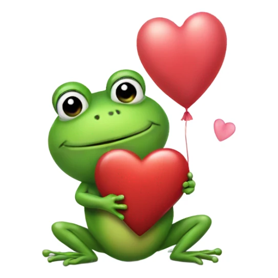 Frog holding heart balloon  sticker